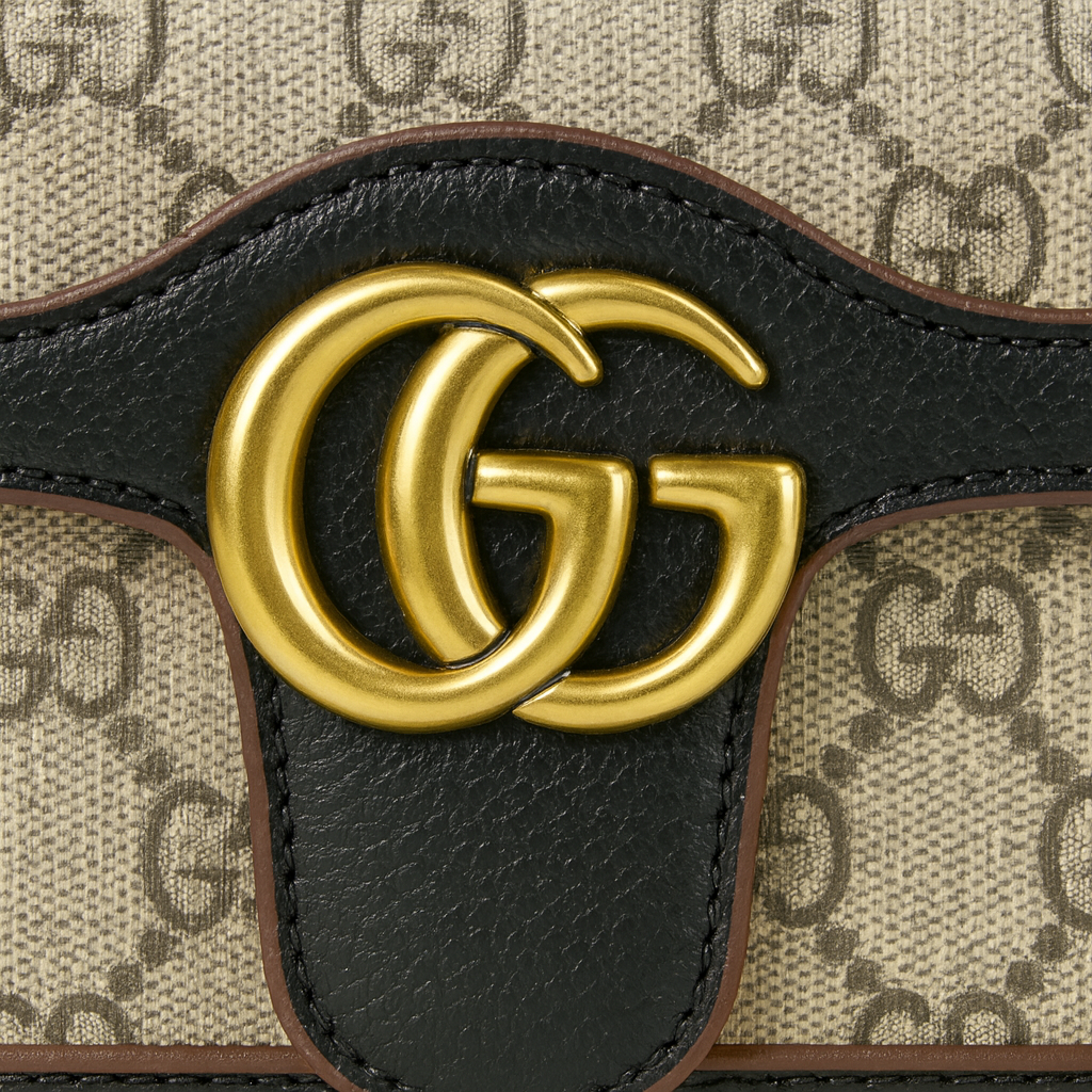 Image of Luxury Beige & Black Monogram Shoulder Bag