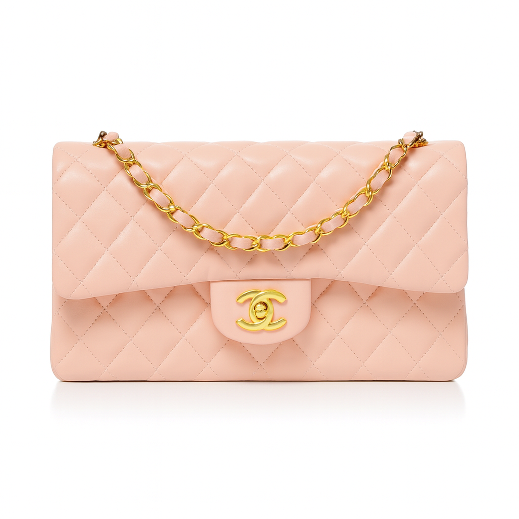 Image of Luxury Quilted Flap Shoulder Bag with Chain Strap