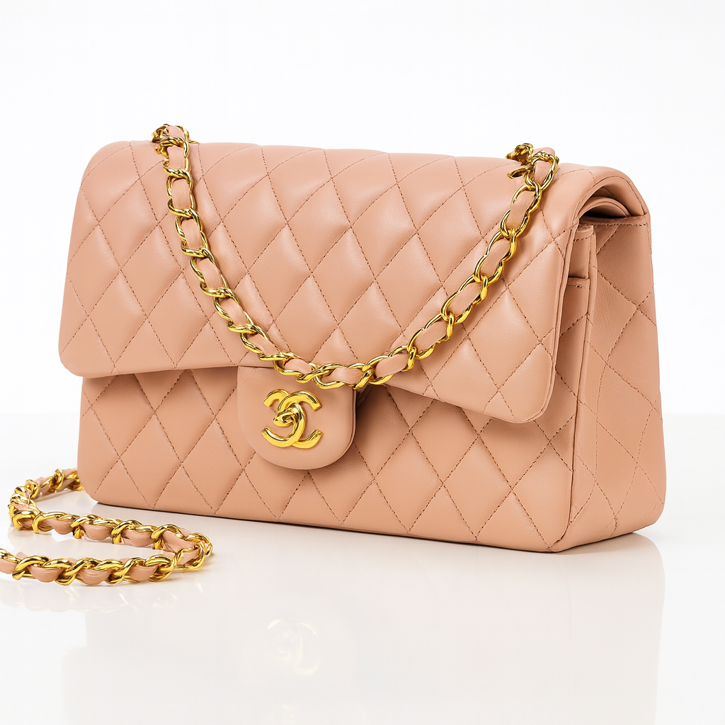 Image of Luxury Quilted Flap Shoulder Bag with Chain Strap