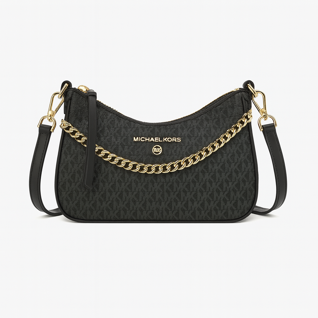 Image of Luxury Monogram Shoulder Bag with Gold Chain