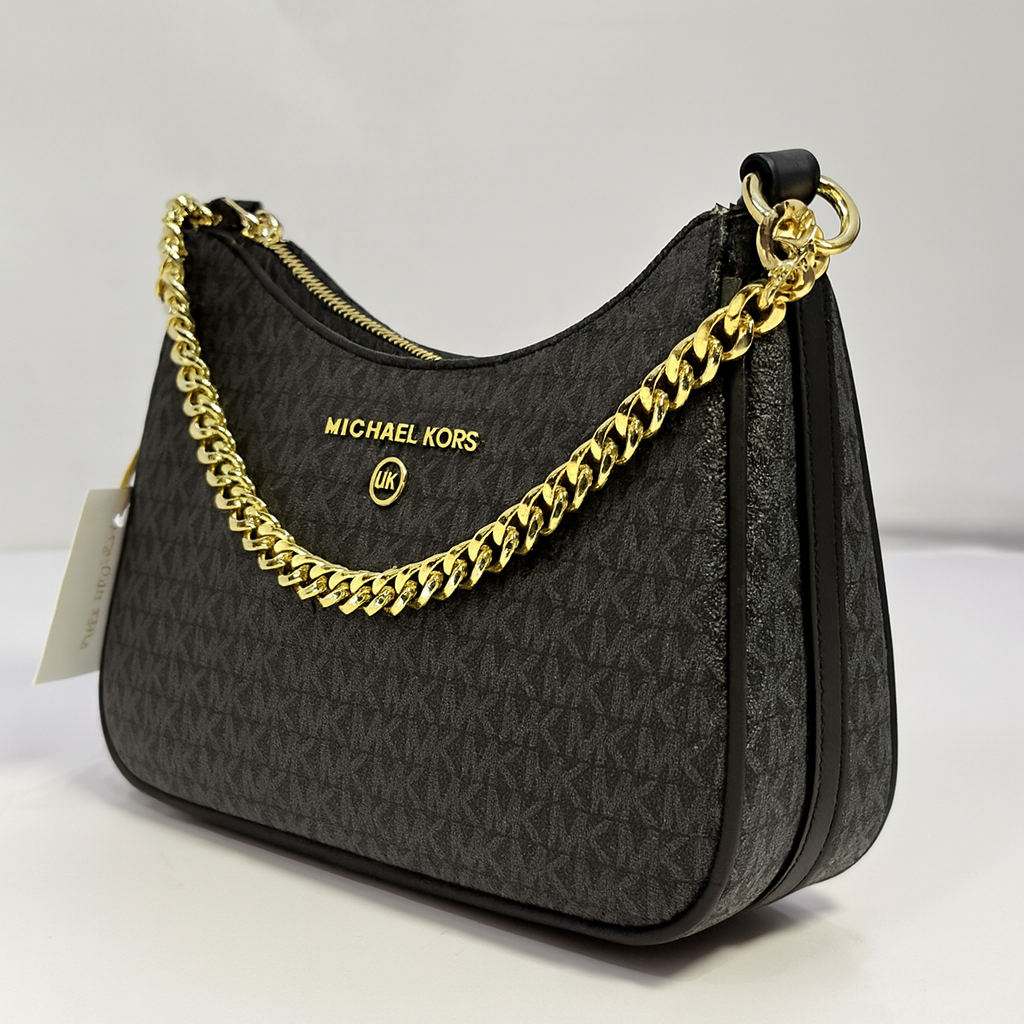 Image of Luxury Monogram Shoulder Bag with Gold Chain