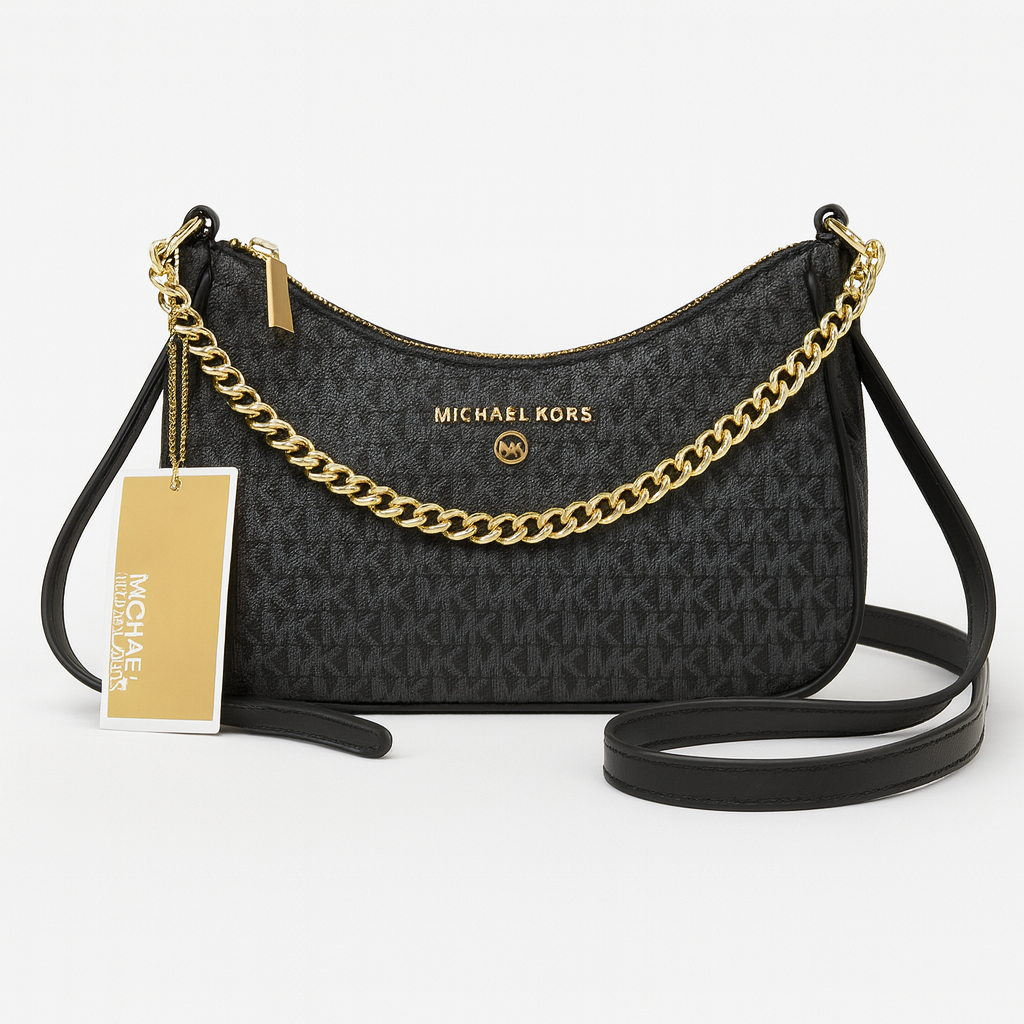 Image of Luxury Monogram Shoulder Bag with Gold Chain