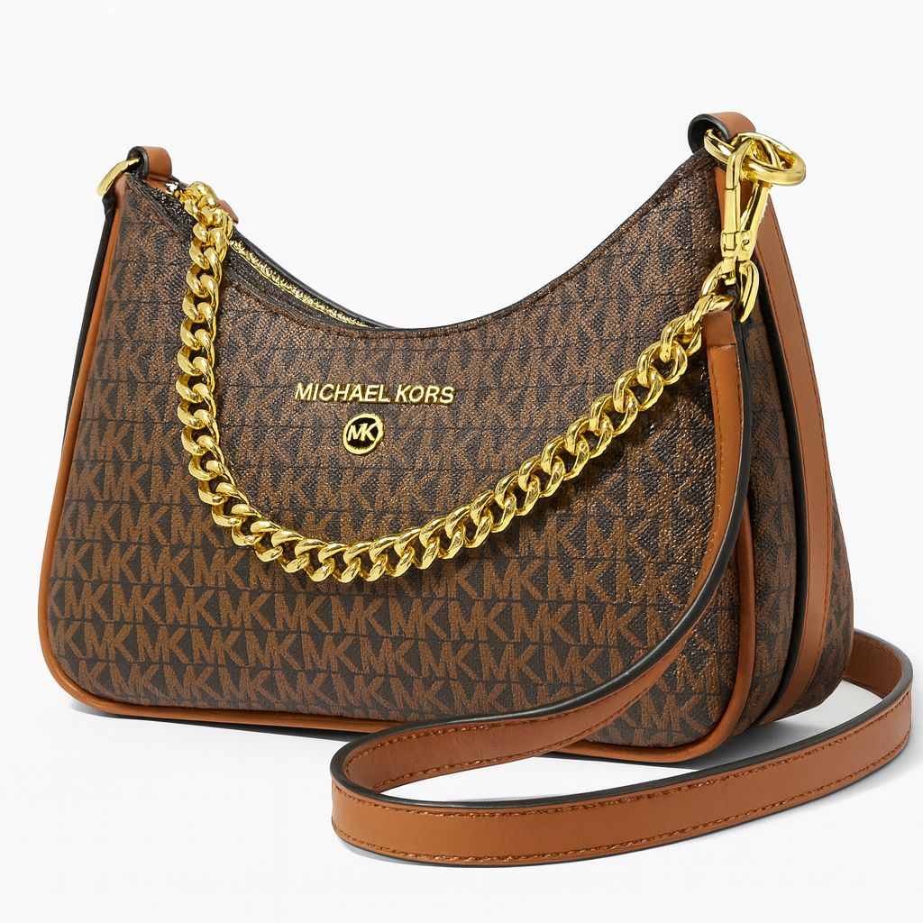 Image of Luxury Monogram Shoulder Bag with Gold Chain