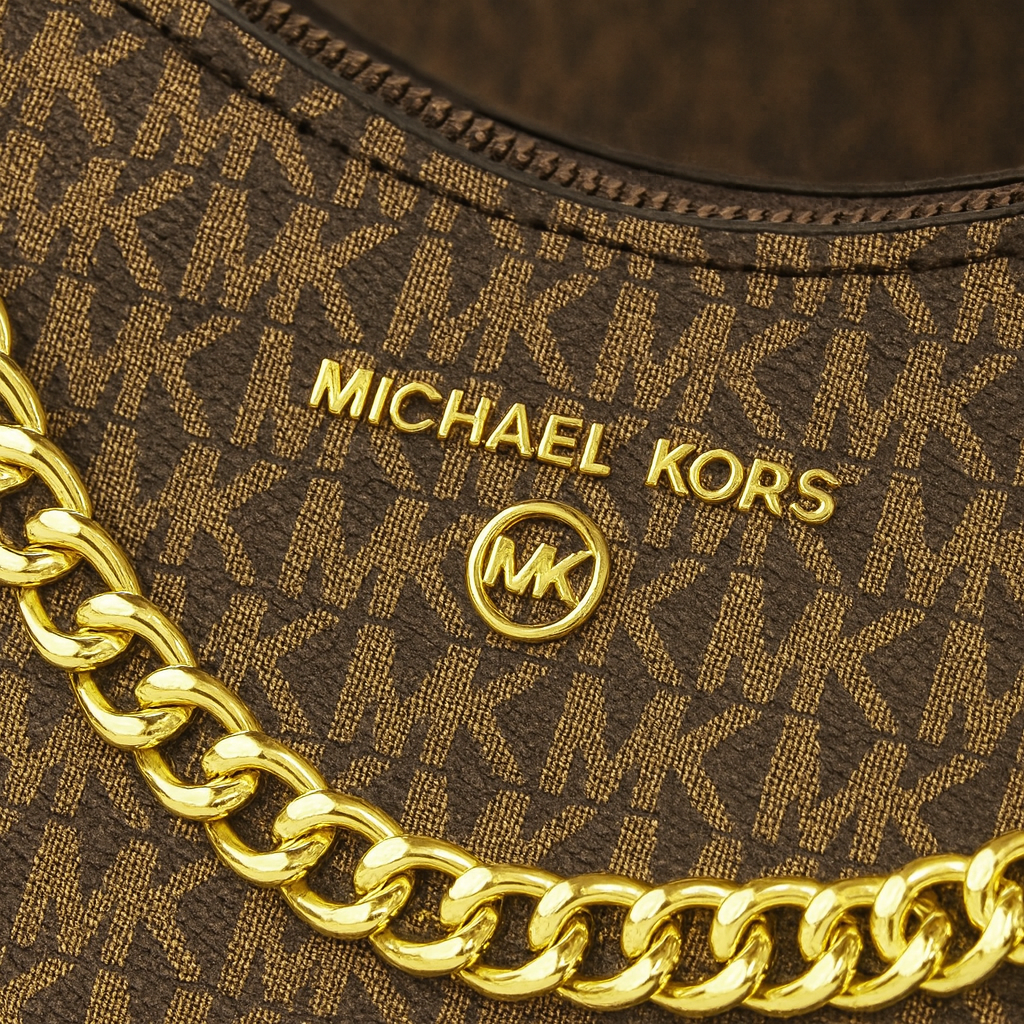 Image of Luxury Monogram Shoulder Bag with Gold Chain