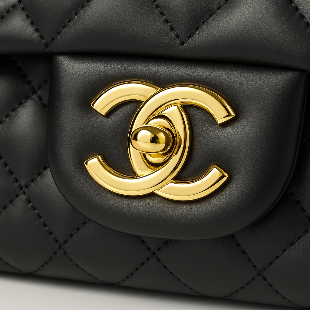 Image of Luxury Quilted Flap Shoulder Bag with Chain Strap