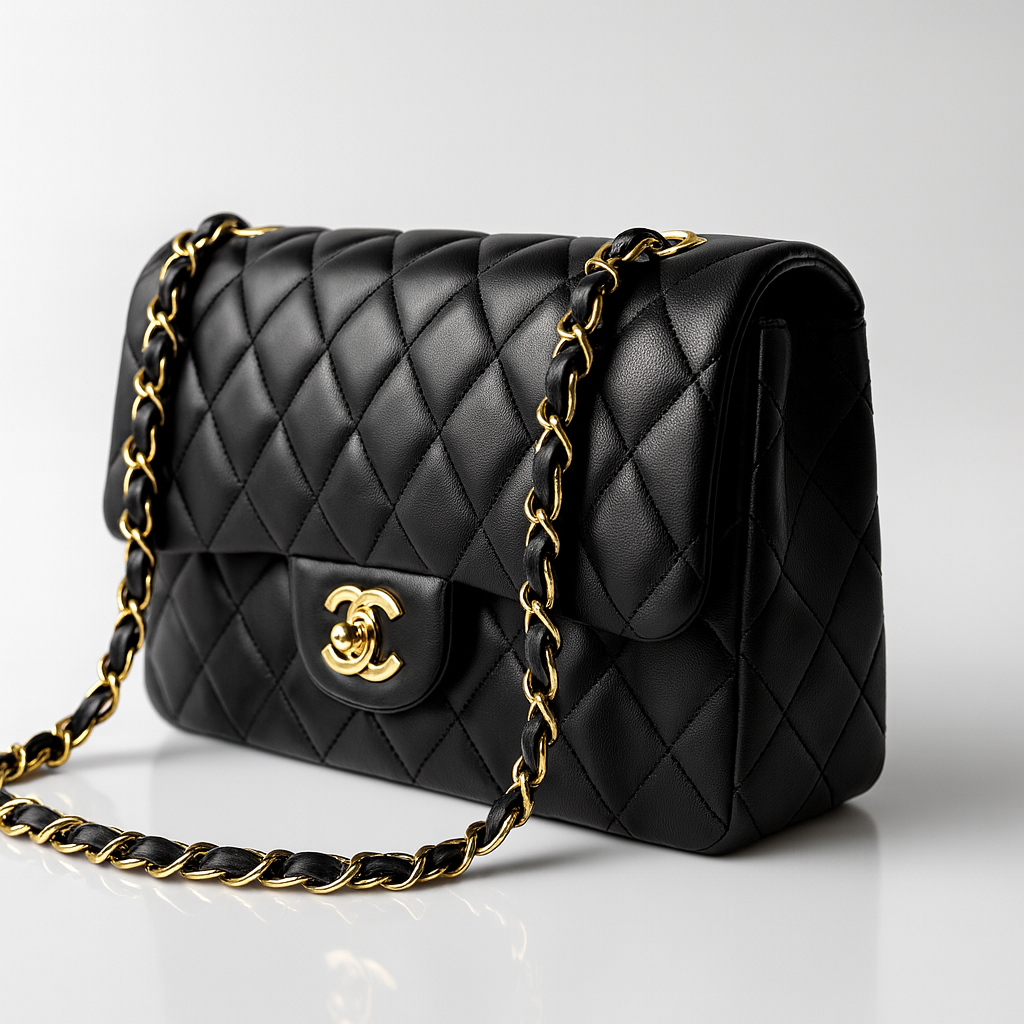 Image of Luxury Quilted Flap Shoulder Bag with Chain Strap