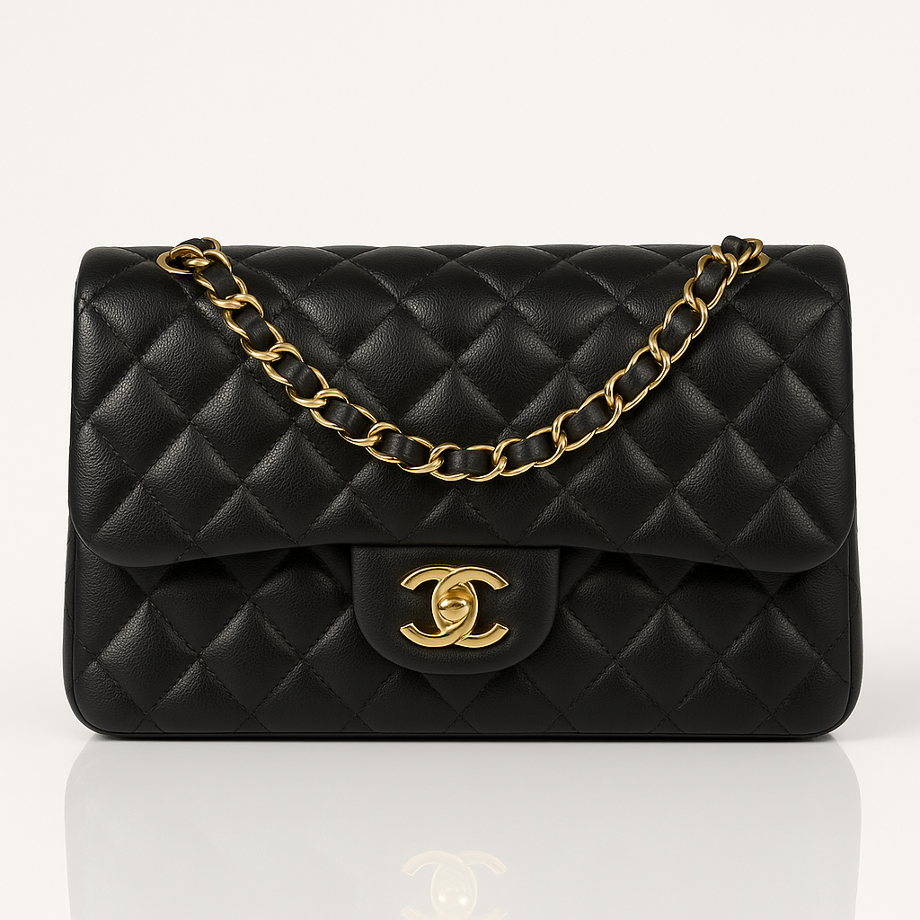 Image of Luxury Quilted Flap Shoulder Bag with Chain Strap
