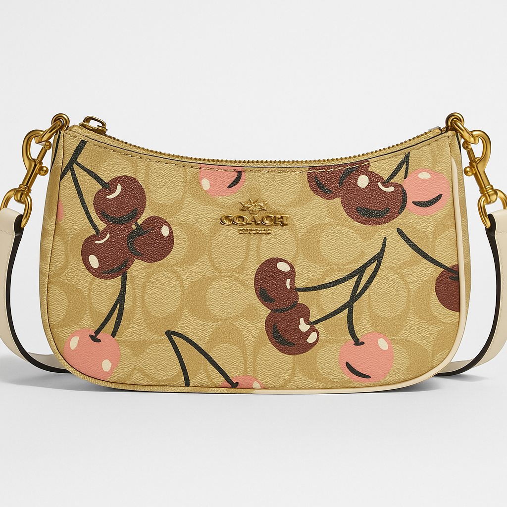 Image of Signature Print Shoulder Bag with Decorative Charm