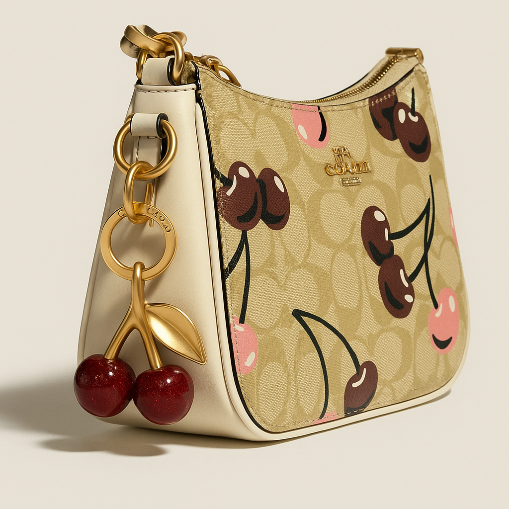 Image of Signature Print Shoulder Bag with Decorative Charm