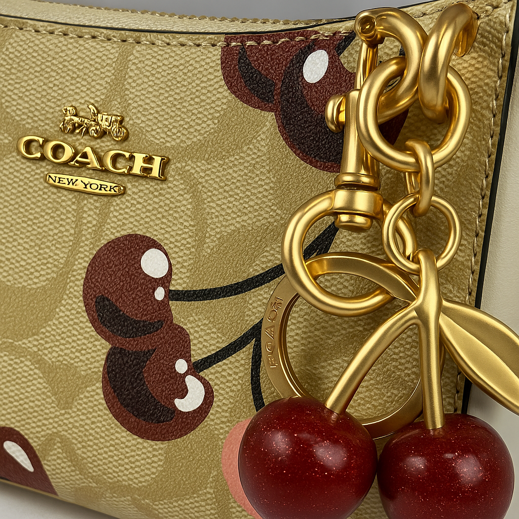 Image of Signature Print Shoulder Bag with Decorative Charm