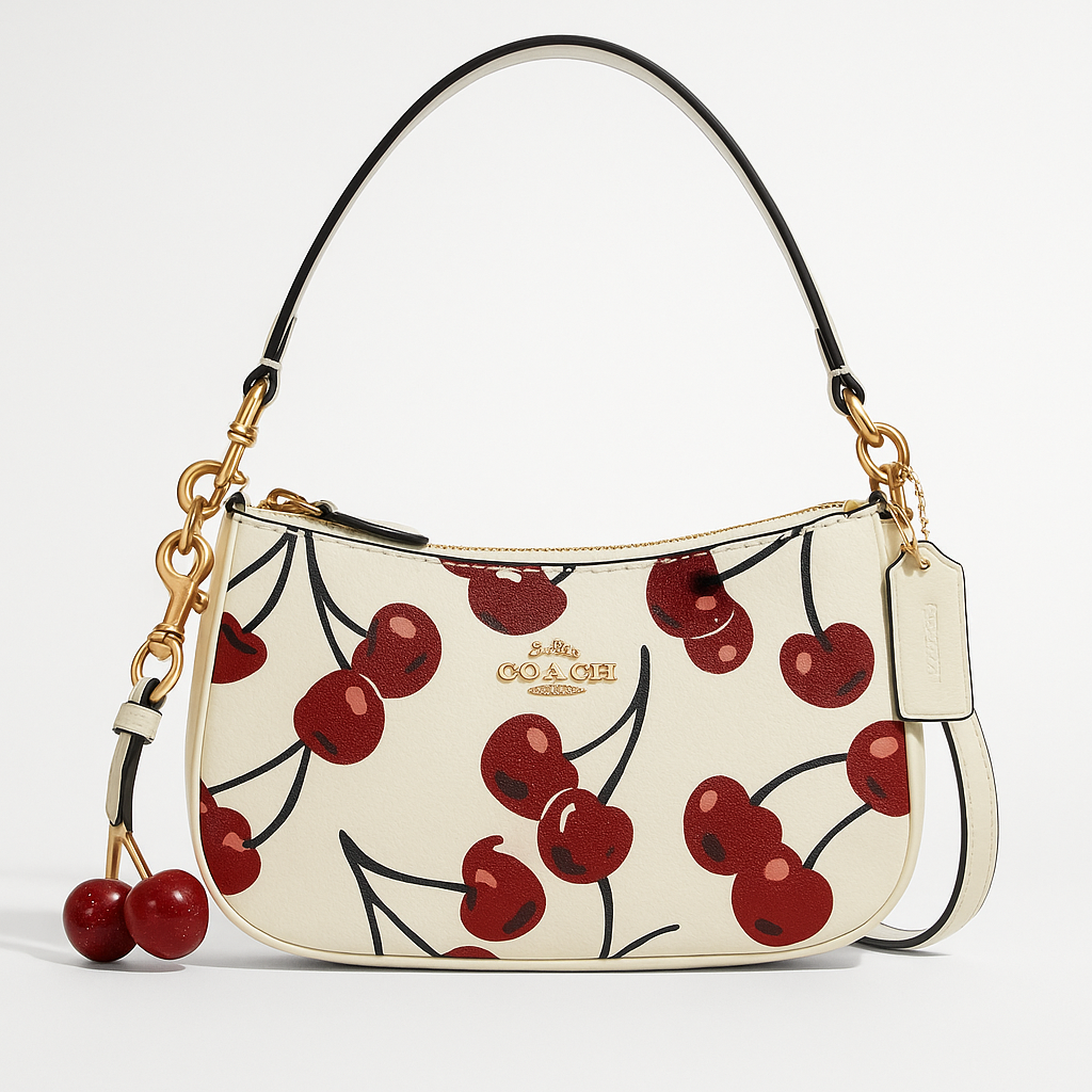 Image of Signature Print Shoulder Bag with Decorative Charm