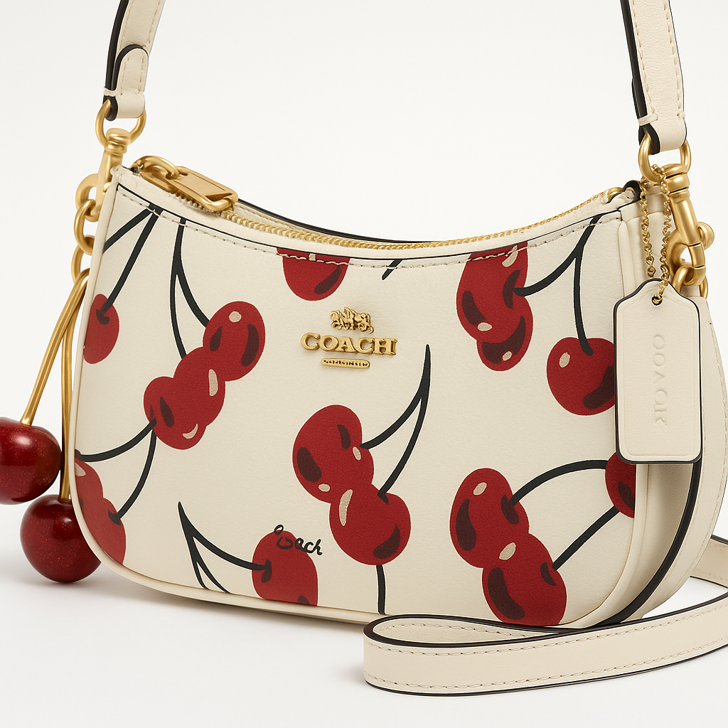 Image of Signature Print Shoulder Bag with Decorative Charm