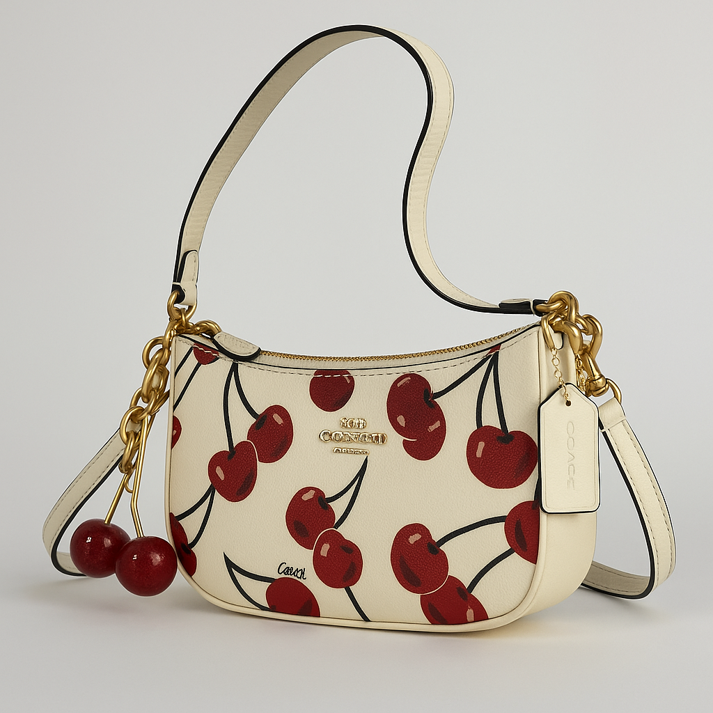 Image of Signature Print Shoulder Bag with Decorative Charm