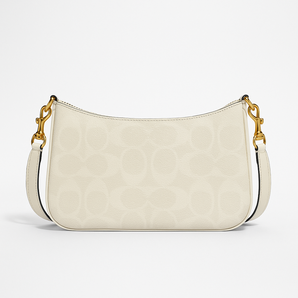 Image of Signature Print Shoulder Bag with Decorative Charm