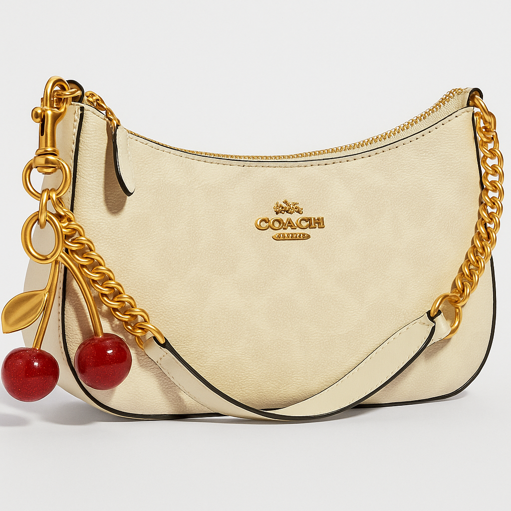 Image of Signature Print Shoulder Bag with Decorative Charm