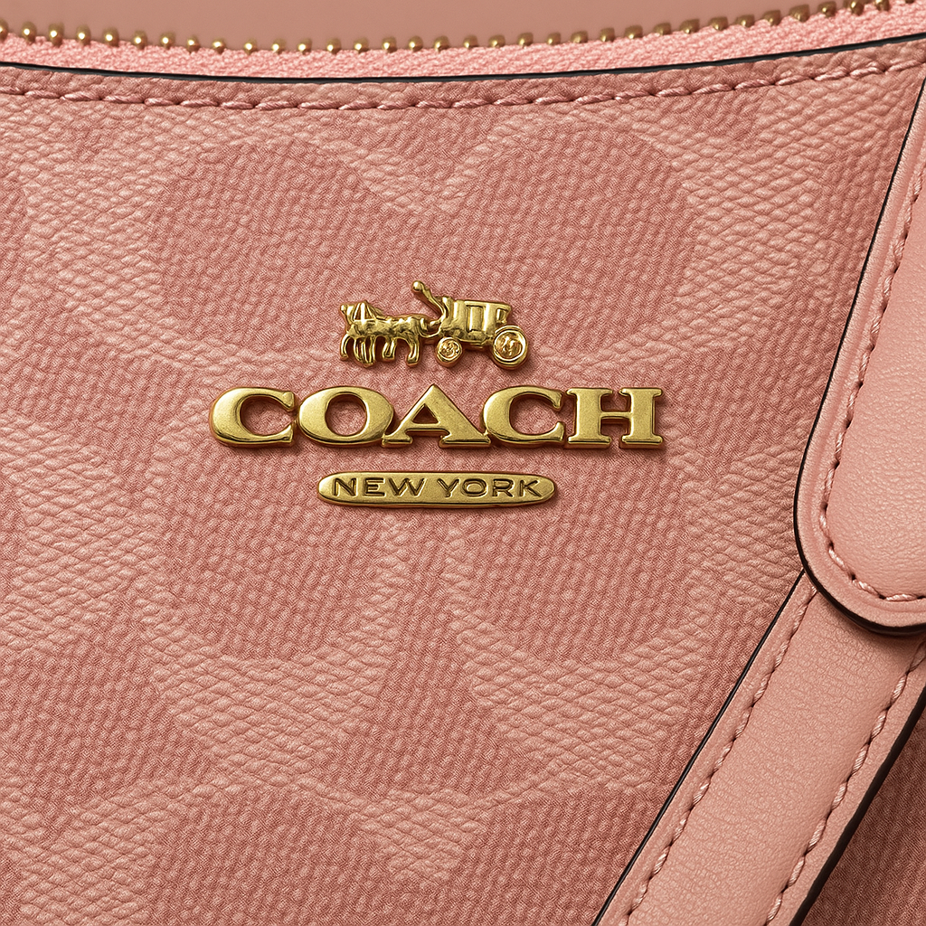 Image of Signature Print Shoulder Bag with Decorative Charm