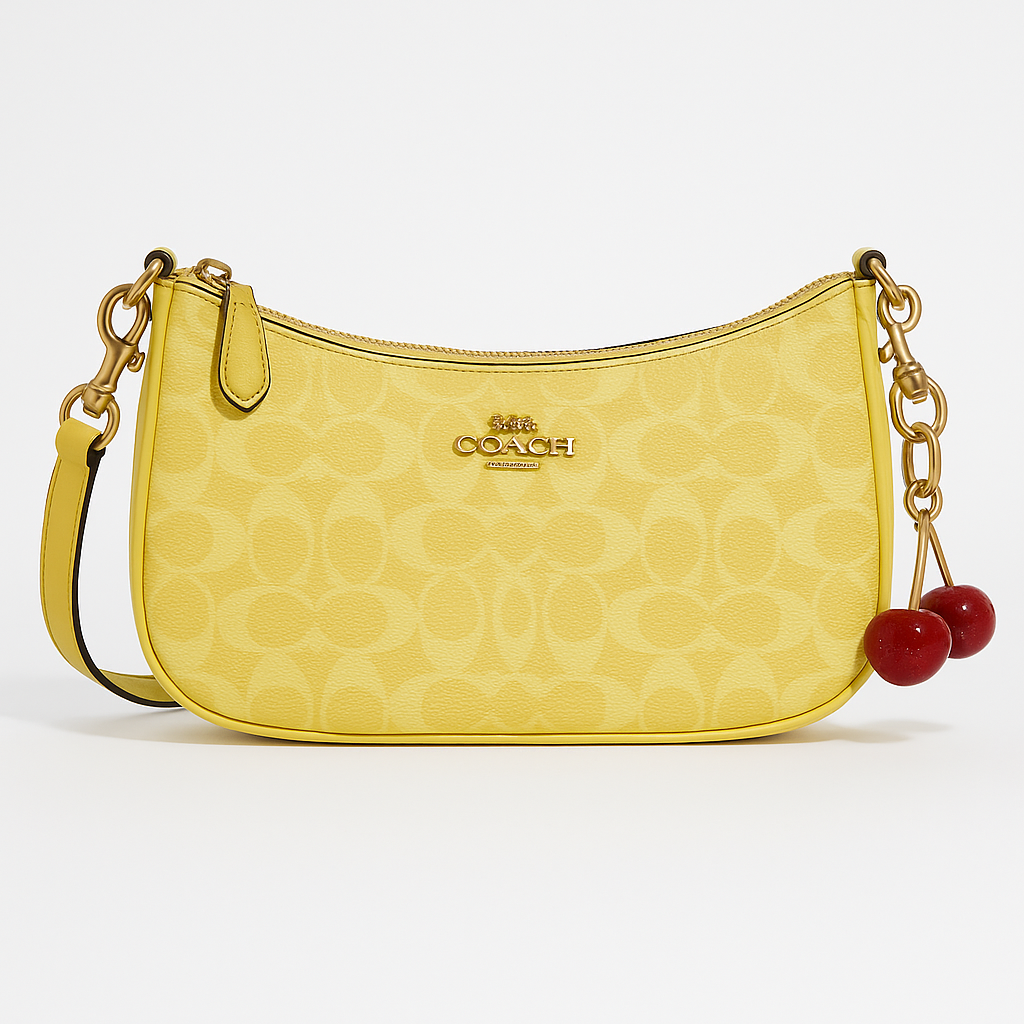 Image of Signature Print Shoulder Bag with Decorative Charm