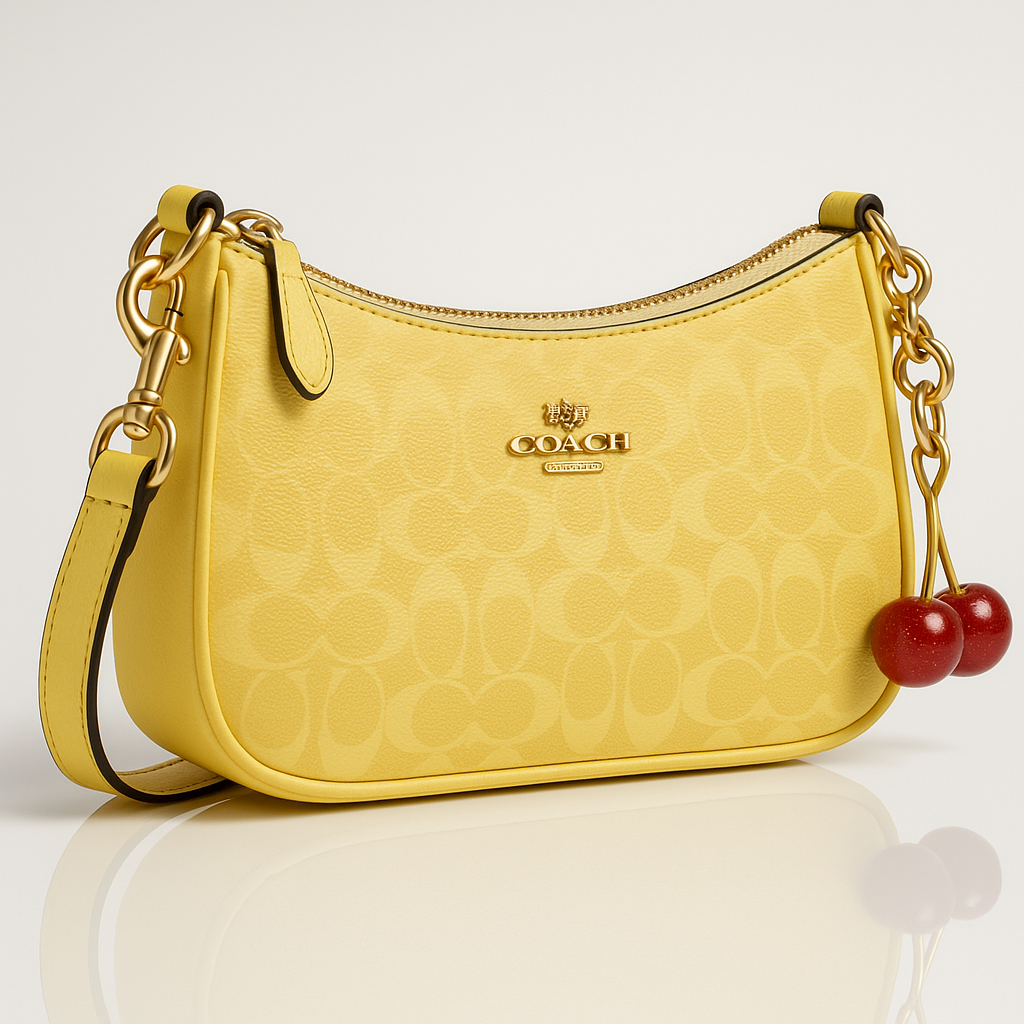 Image of Signature Print Shoulder Bag with Decorative Charm