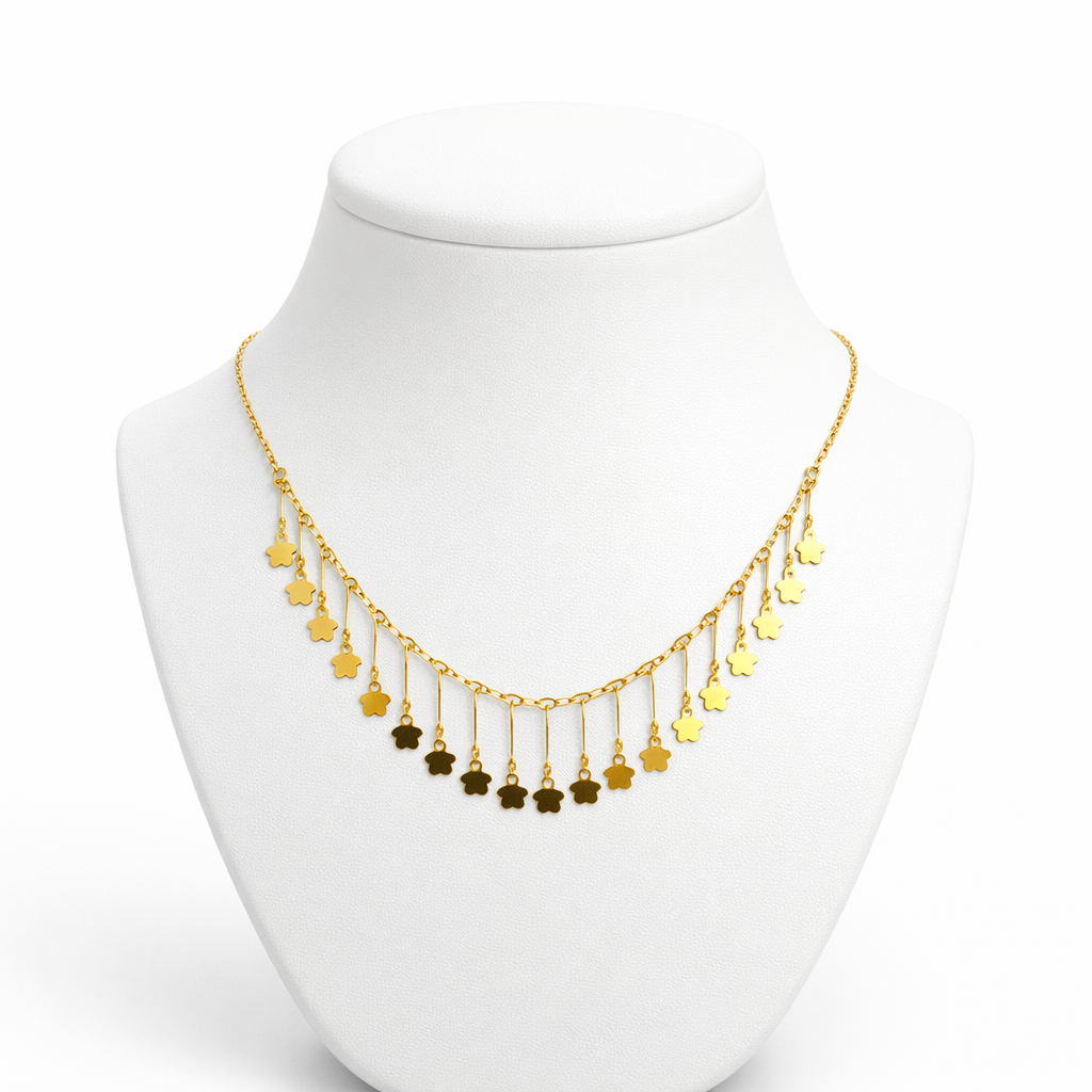 Image of Elegant Floral Charm Dangle Necklace – Minimal Gold Statement Jewelry
