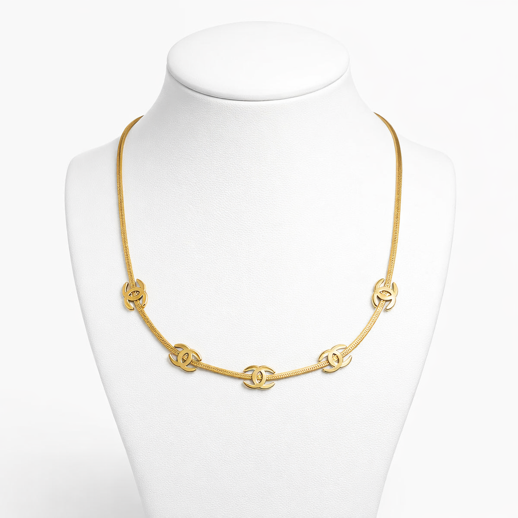 Image of Elegant Gold Emblem Chain Necklace – Designer-Inspired Minimal Statement