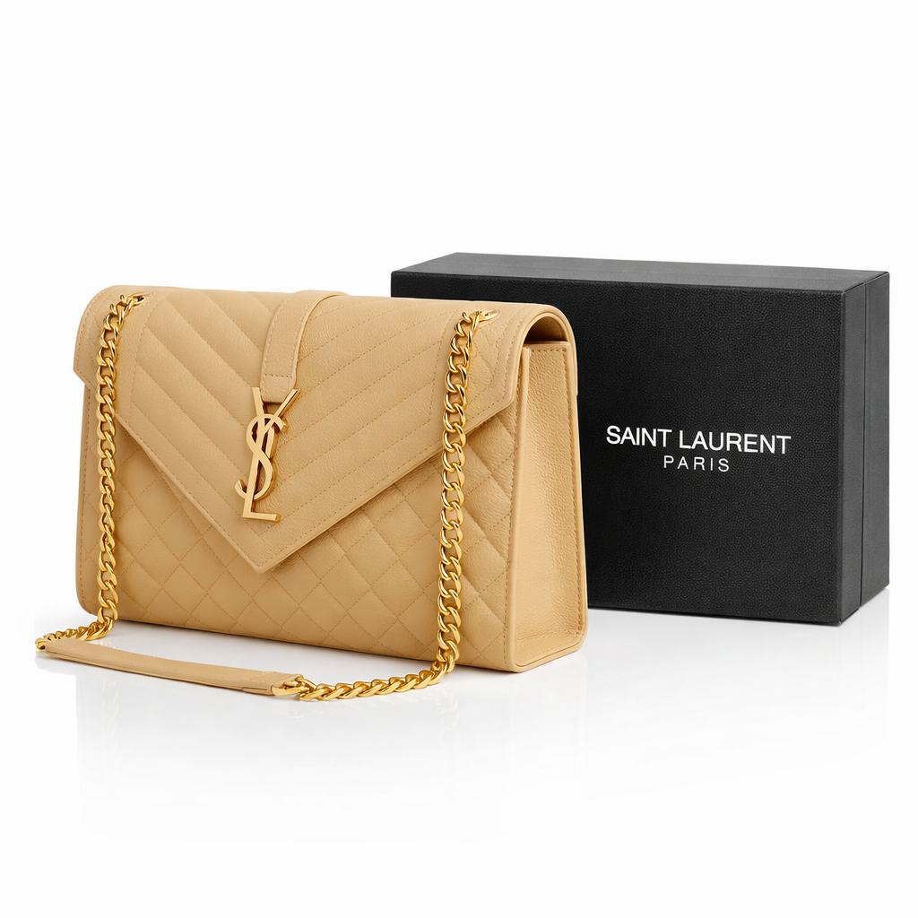 Image of Quilted Envelope Chain Shoulder Bag for Women