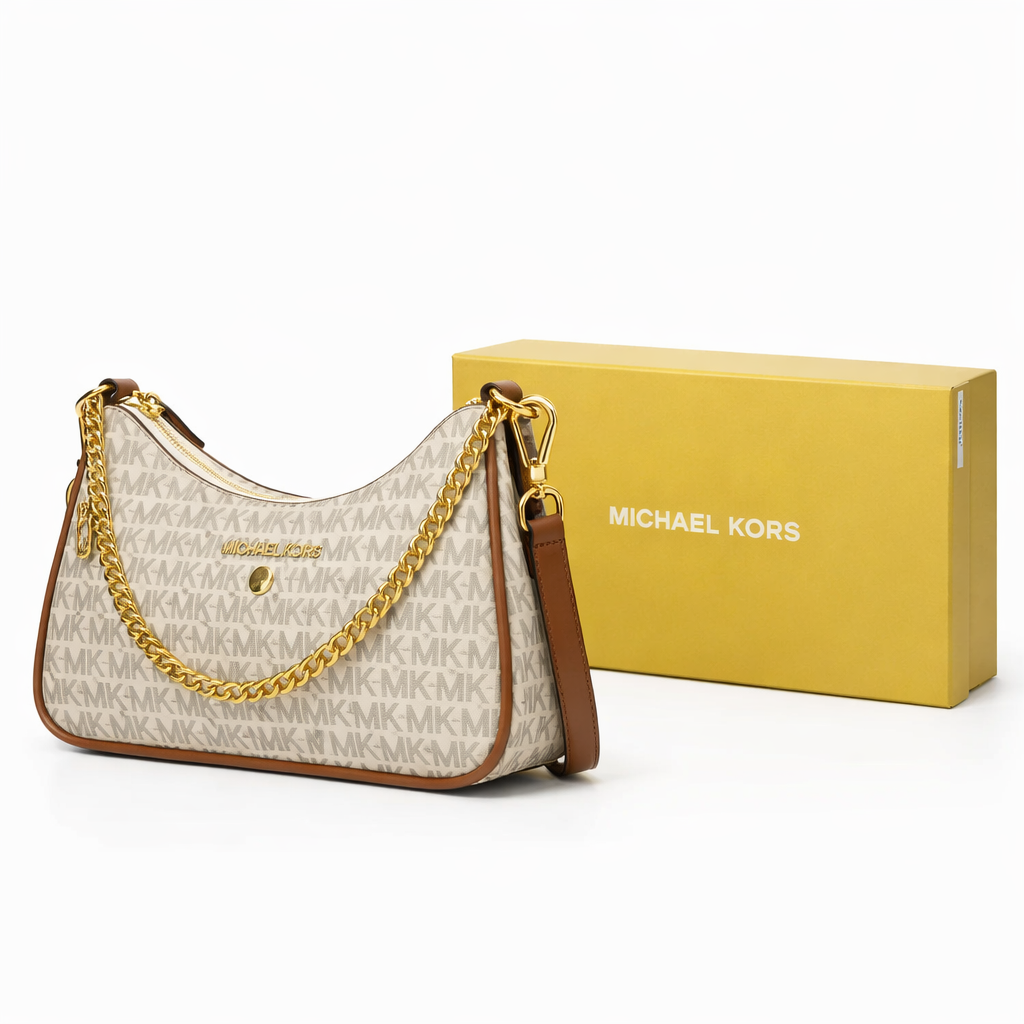Image of Luxury Monogram Shoulder Bag with Gold Chain