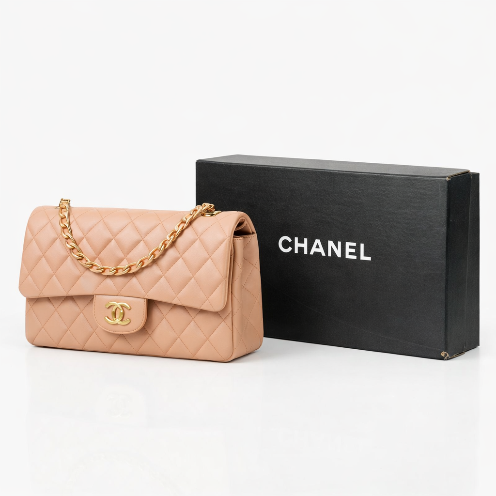 Image of Luxury Quilted Flap Shoulder Bag with Chain Strap