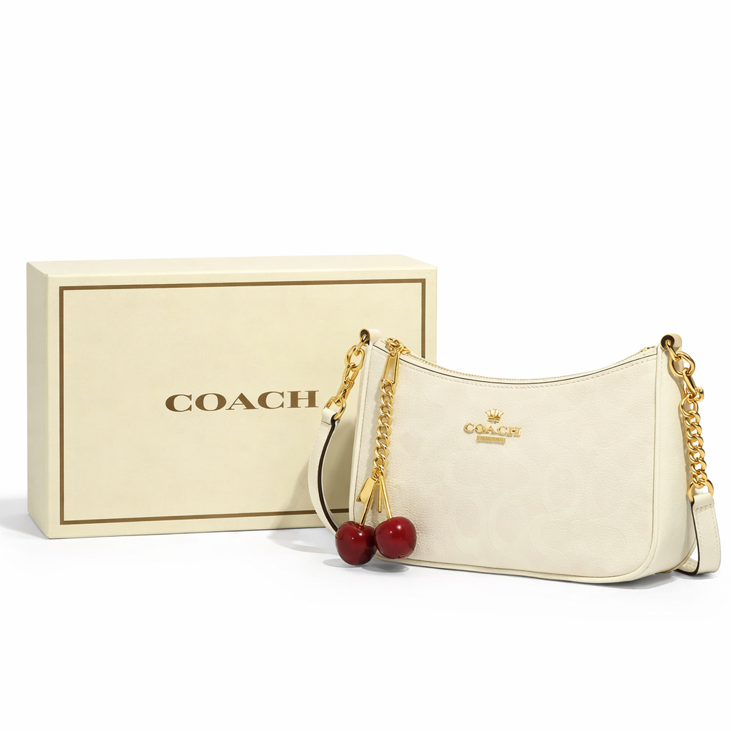 Image of Signature Print Shoulder Bag with Decorative Charm