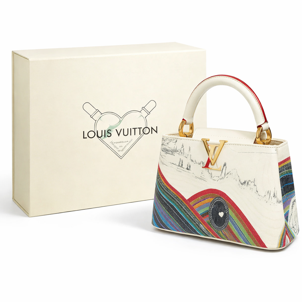 Image of Luxury Multicolour Art-Print Structured Mini Top Handle Bag