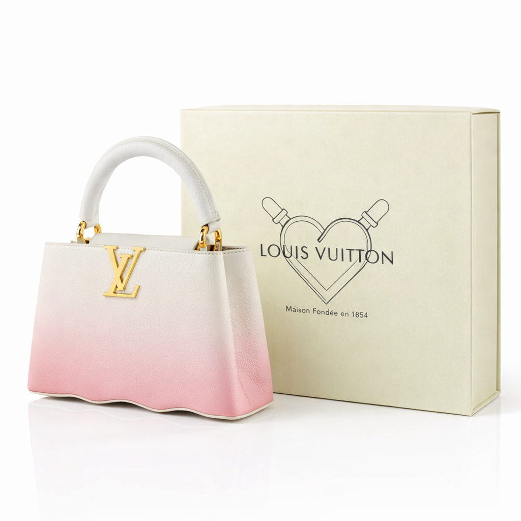 Image of Luxury White & Blush Pink Structured Mini Top Handle Bag