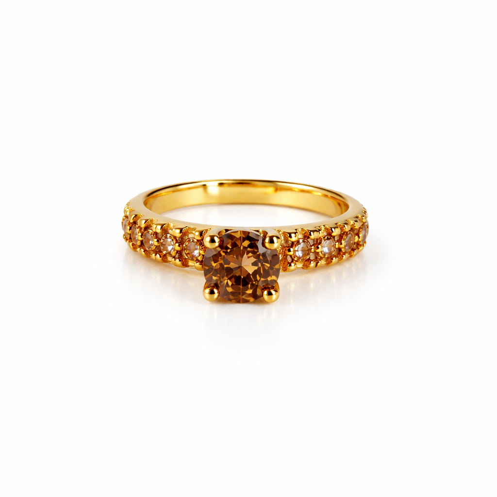 Image of Elegant Gold Solitaire Ring – Multi-Stone Luxury Edition