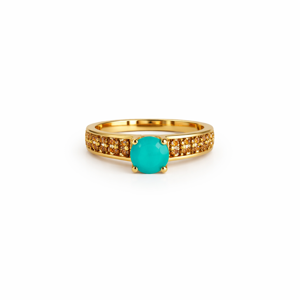 Image of Elegant Gold Solitaire Ring – Multi-Stone Luxury Edition