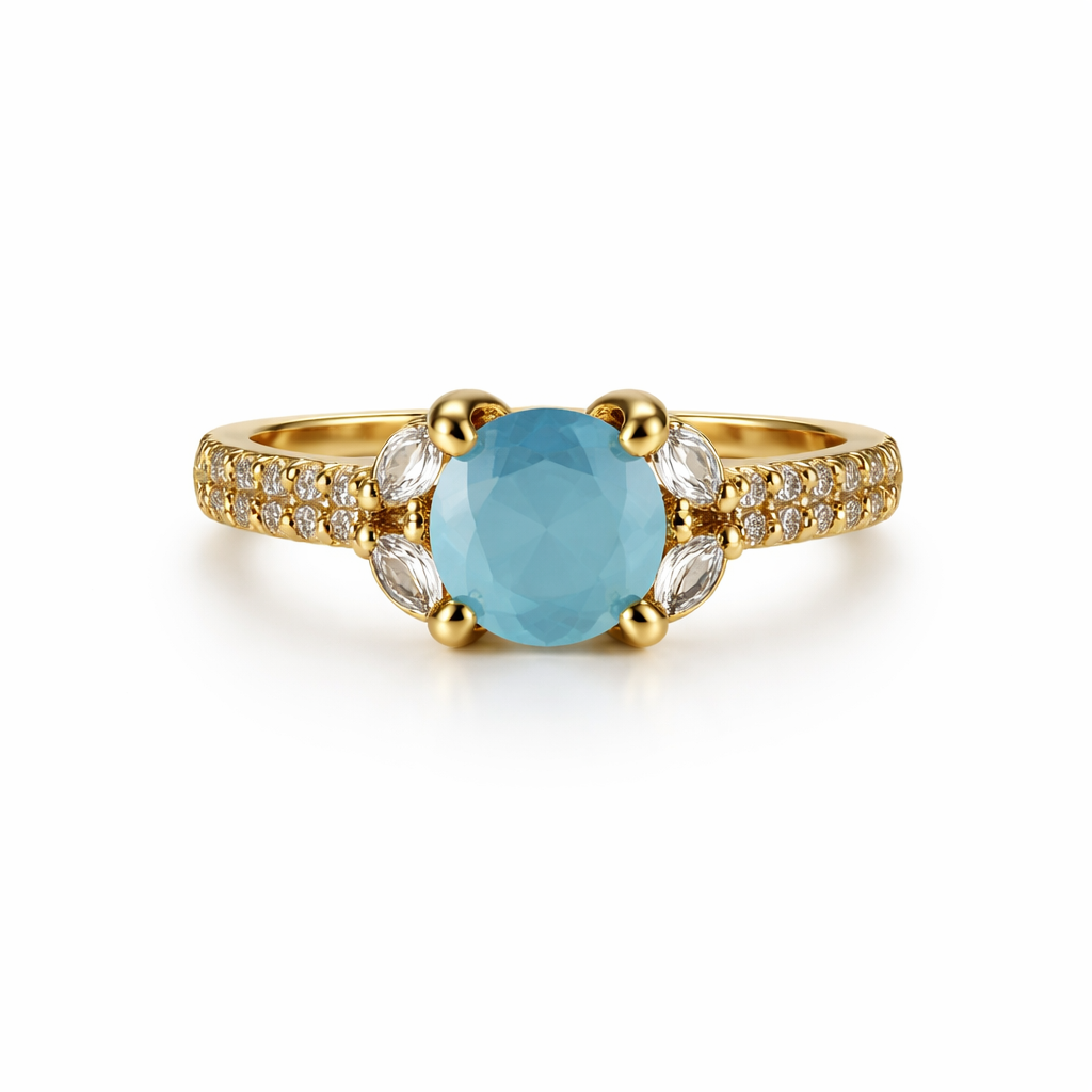 Image of Luxury Gold-Tone Crystal Ring for Women – Multi-Color Stone Edition