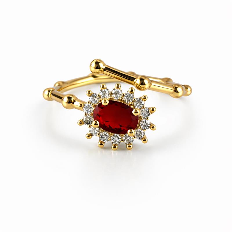 Image of Halo Gemstone Ring for Women – Gold Finish Crystal Ring