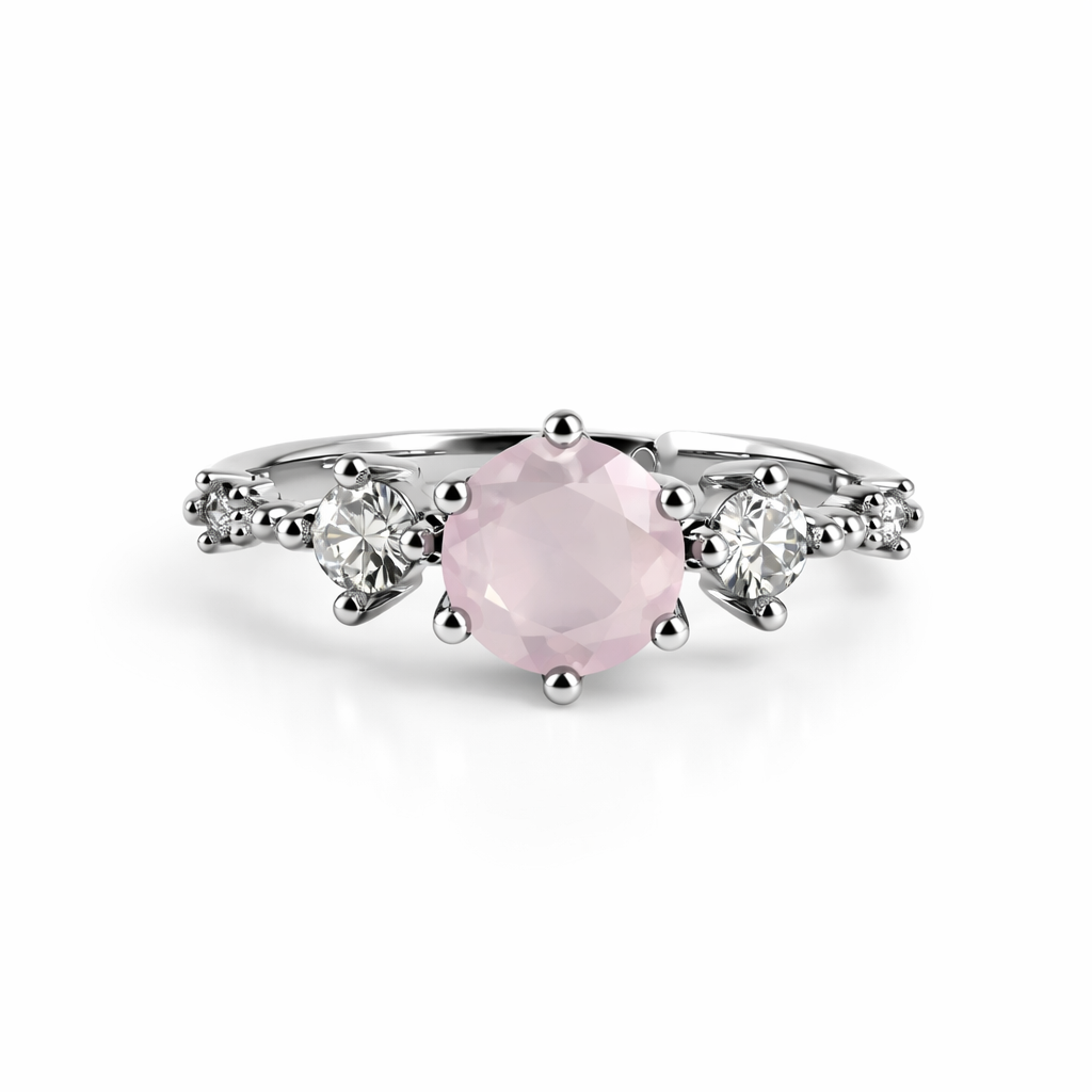 Image of Elegant Sterling Silver Multi-Stone Solitaire Ring for Women