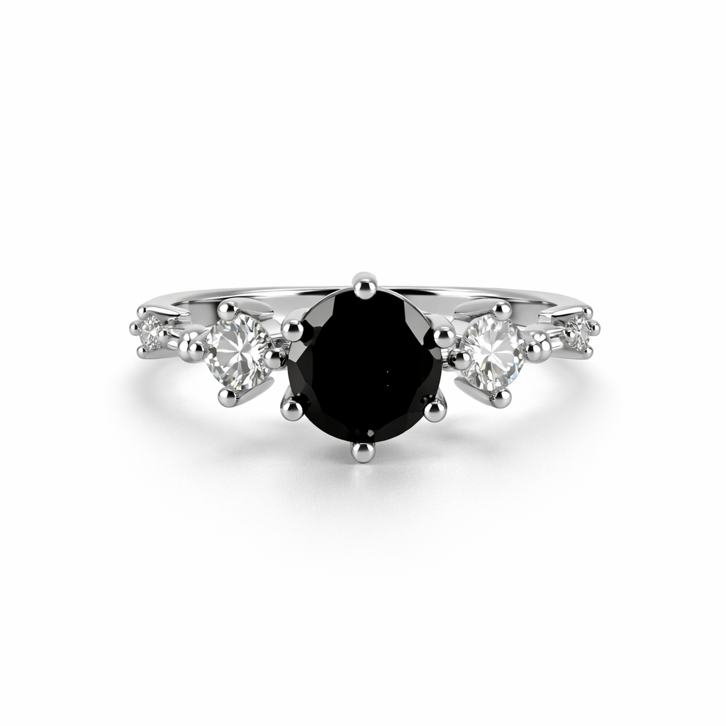 Image of Elegant Sterling Silver Multi-Stone Solitaire Ring for Women