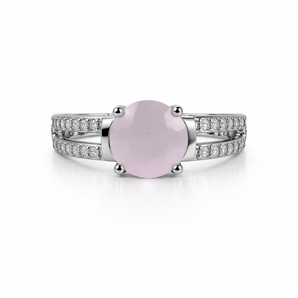 Image of Elegant Silver Split-Shank Gemstone Ring – Adjustable Luxury Statement Ring