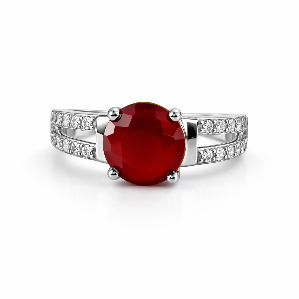 Image of Elegant Silver Split-Shank Gemstone Ring – Adjustable Luxury Statement Ring