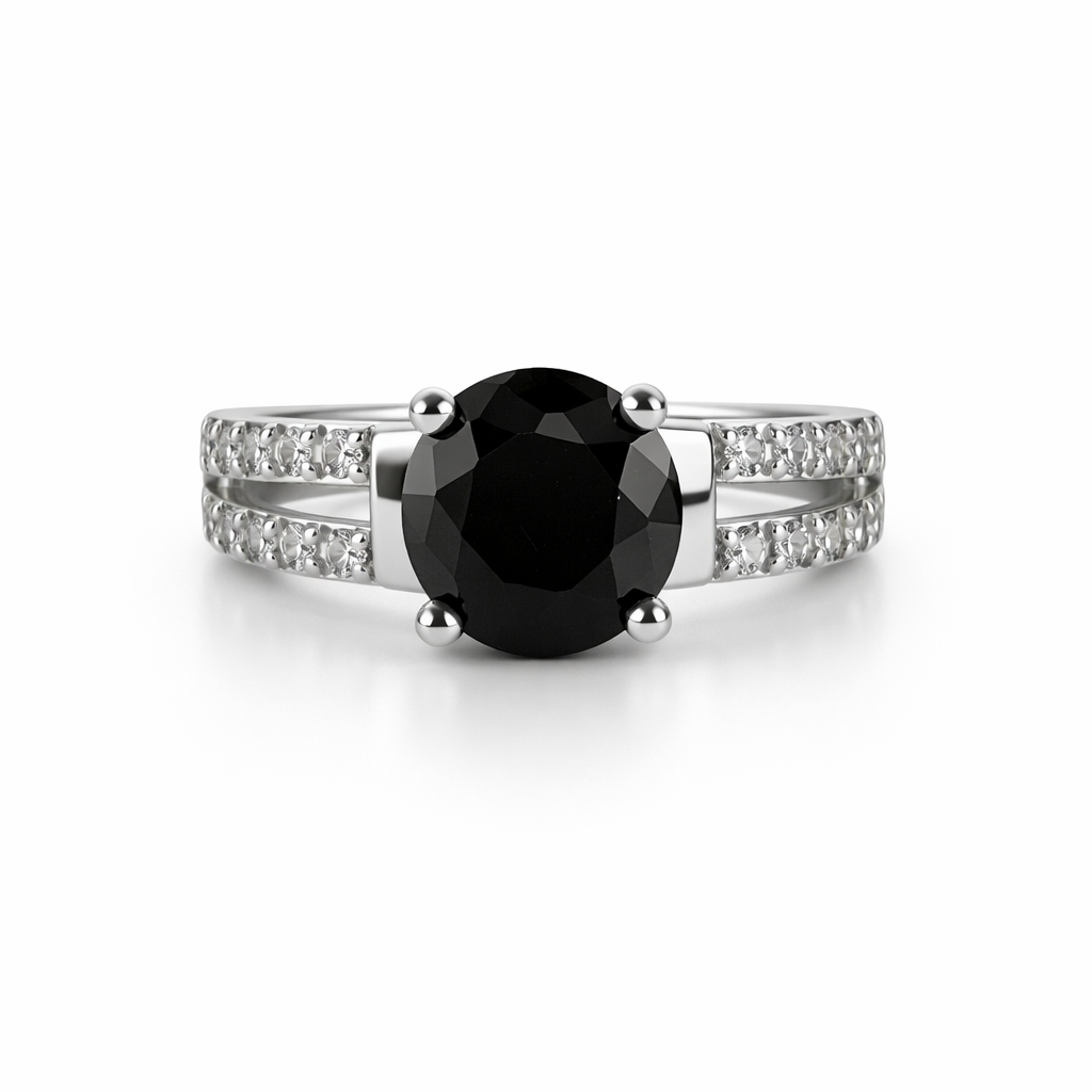 Image of Elegant Silver Split-Shank Gemstone Ring – Adjustable Luxury Statement Ring