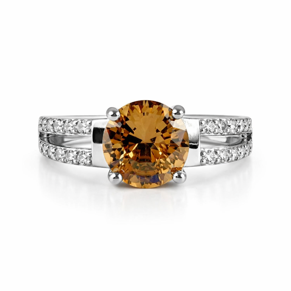 Image of Elegant Silver Split-Shank Gemstone Ring – Adjustable Luxury Statement Ring