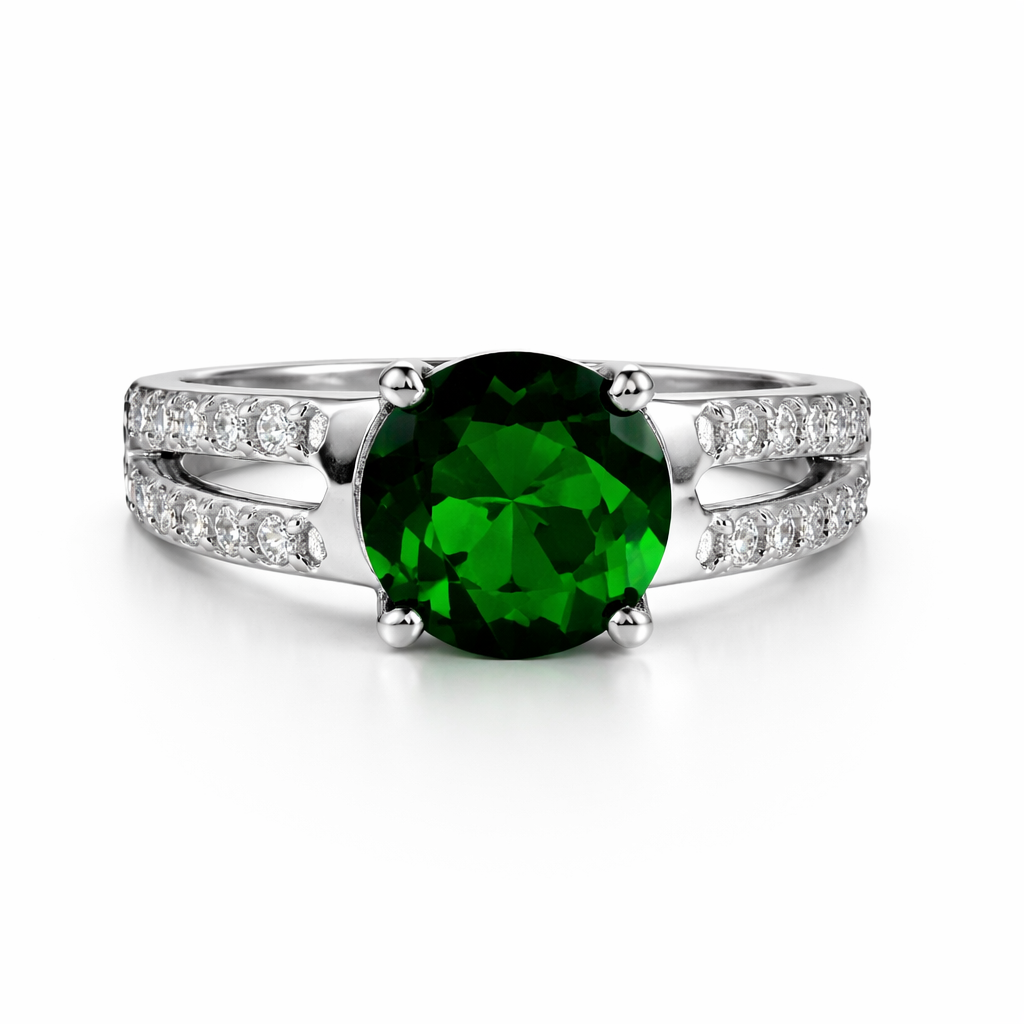 Image of Elegant Silver Split-Shank Gemstone Ring – Adjustable Luxury Statement Ring