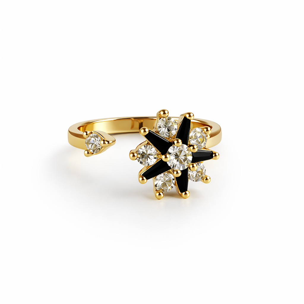 Image of Celestial Bloom Adjustable Gold Ring for Women