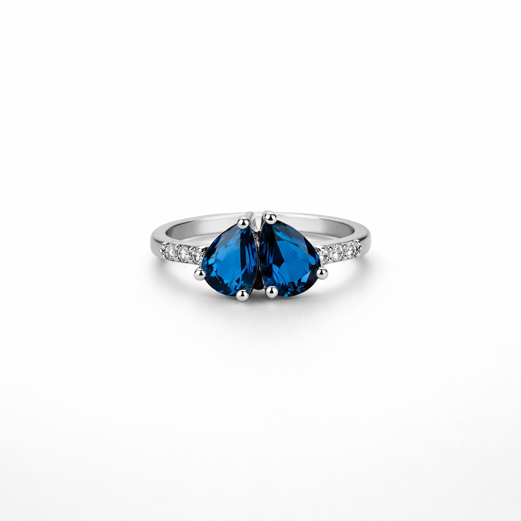 Image of Twin Pear Gemstone Open Ring – Adjustable Luxury Statement Ring
