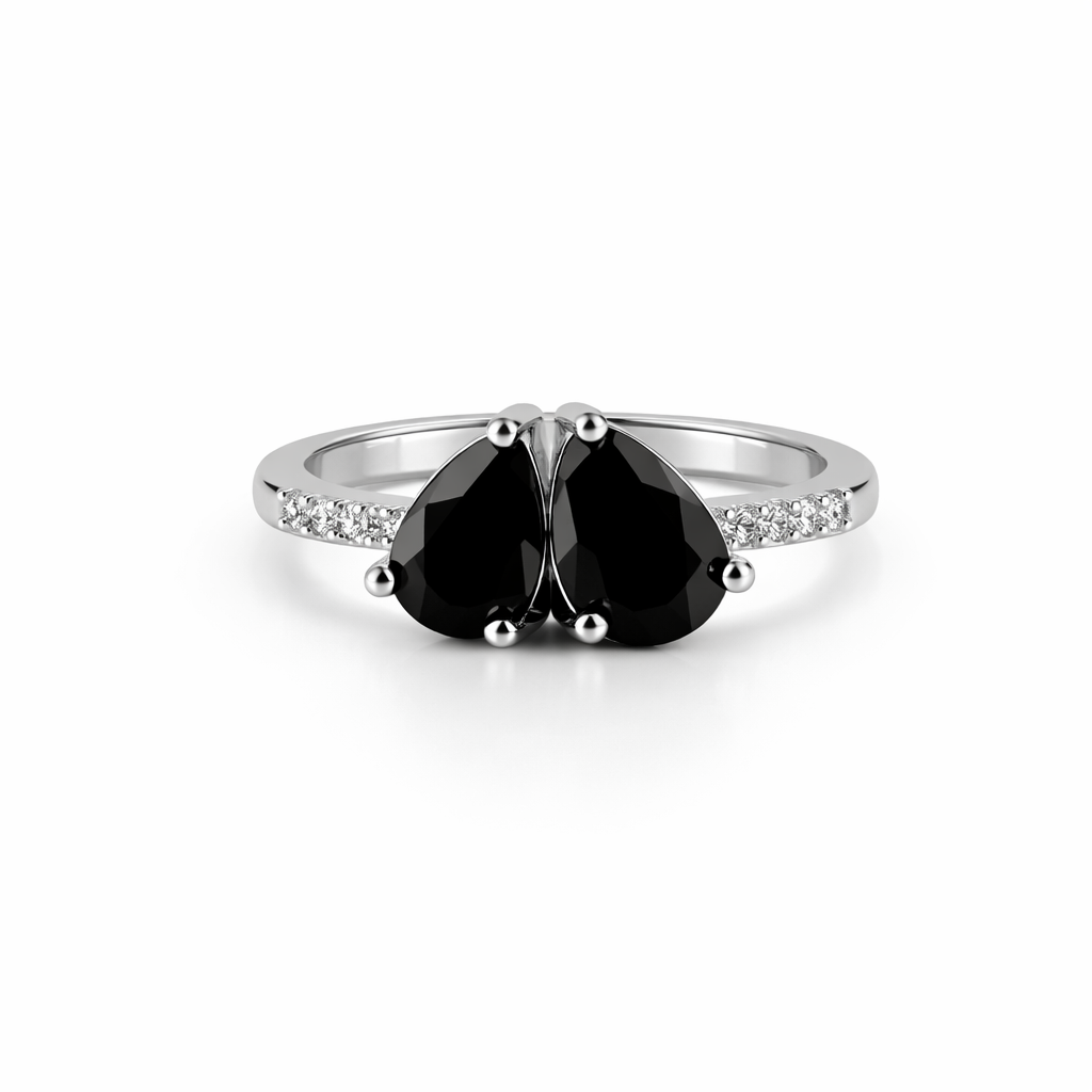 Image of Twin Pear Gemstone Open Ring – Adjustable Luxury Statement Ring