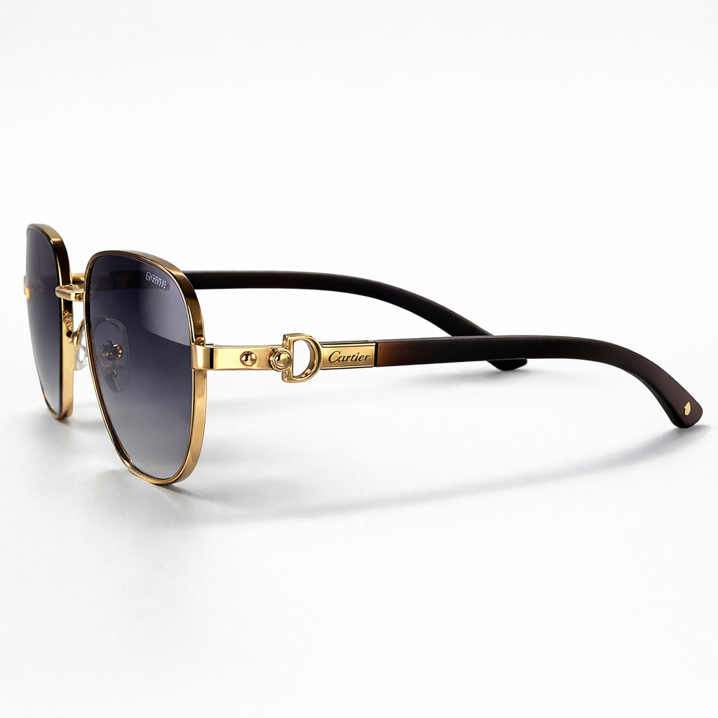 Image of Luxury Inspired Gold Oval Sunglasses for Men – Gradient Lens Metal Frame