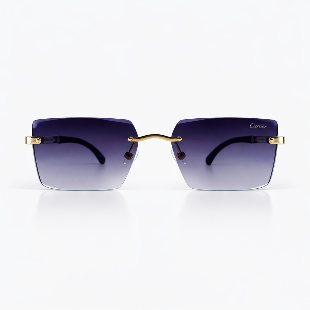 Image of Luxury Inspired Rimless Square Sunglasses for Men – Gold Frame Gradient Lens