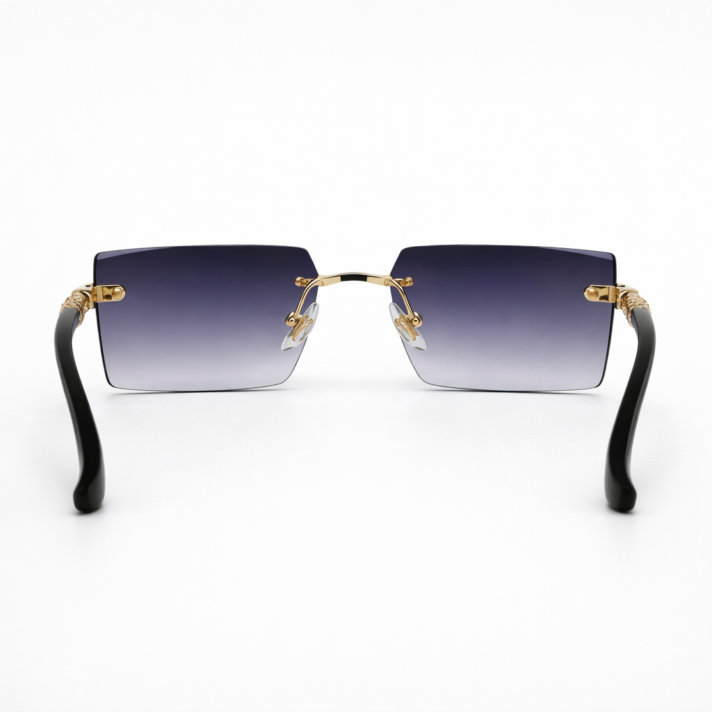 Image of Luxury Inspired Rimless Square Sunglasses for Men – Gold Frame Gradient Lens