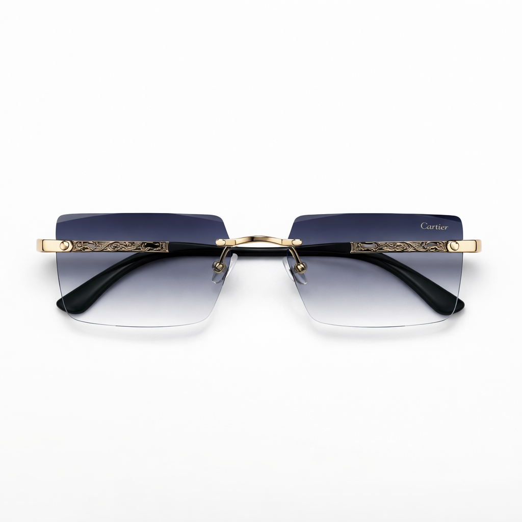 Image of Luxury Inspired Rimless Square Sunglasses for Men – Gold Frame Gradient Lens