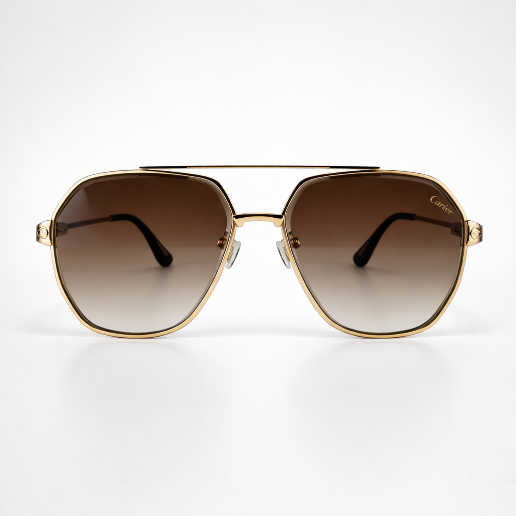Image of Luxury Inspired Gold Aviator Sunglasses for Men – Brown Gradient Lens