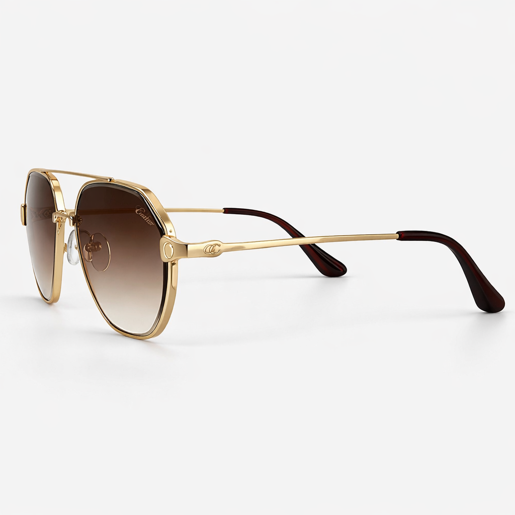 Image of Luxury Inspired Gold Aviator Sunglasses for Men – Brown Gradient Lens